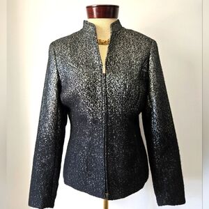 JONES NEW YORK SIGNATURE NWOT Black and Silver Ombre Jacket. Size 10